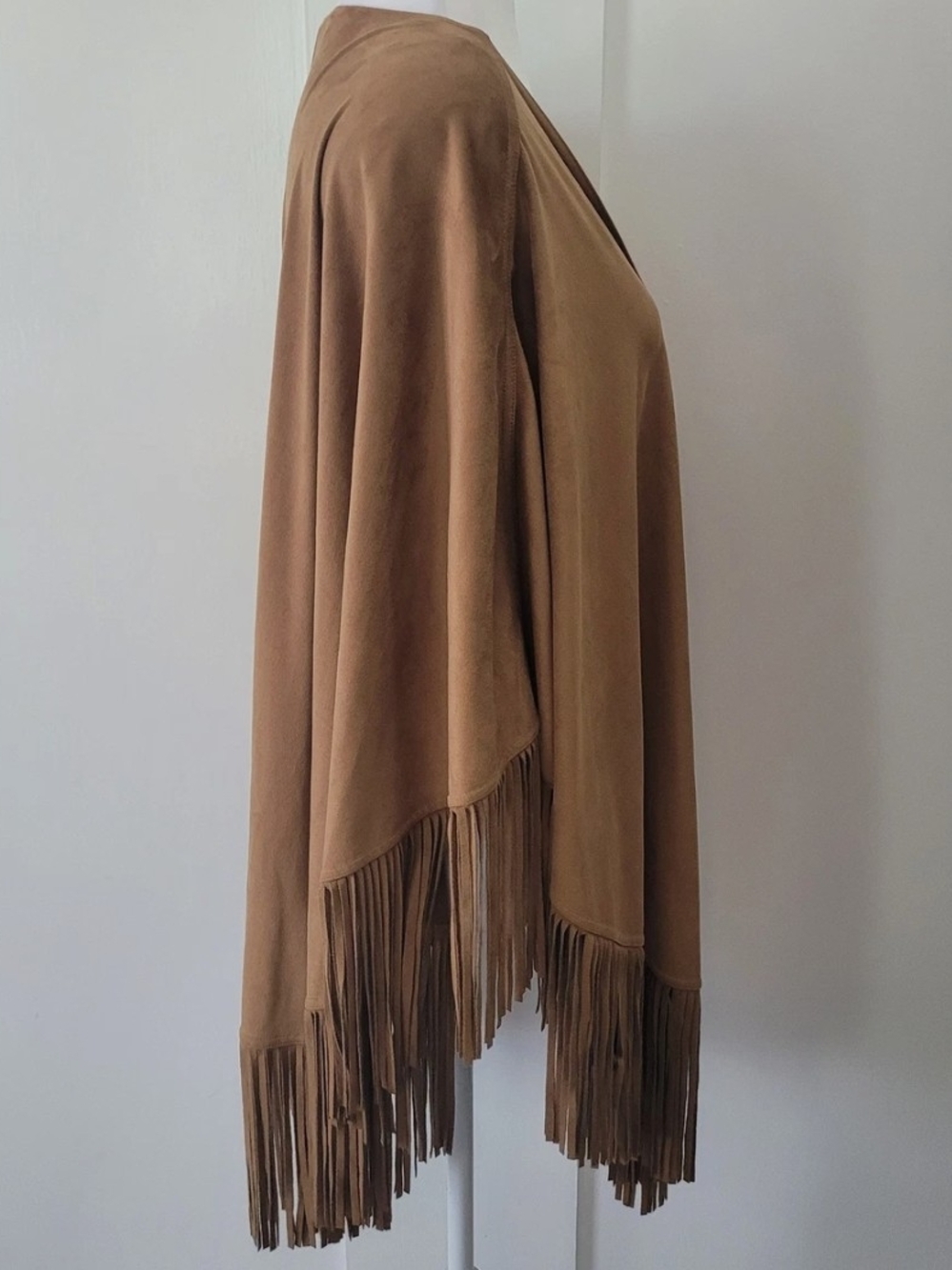 White House Black Market Camel Brown Suede-Feel Open Front Jacket. New With Tags
